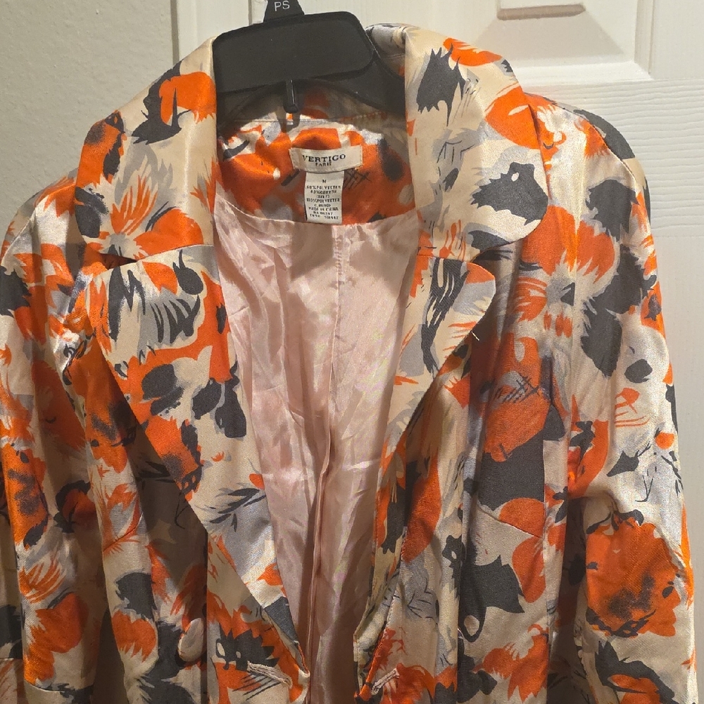 Vertigo Paris Vibrant Orange and Gray Blazer